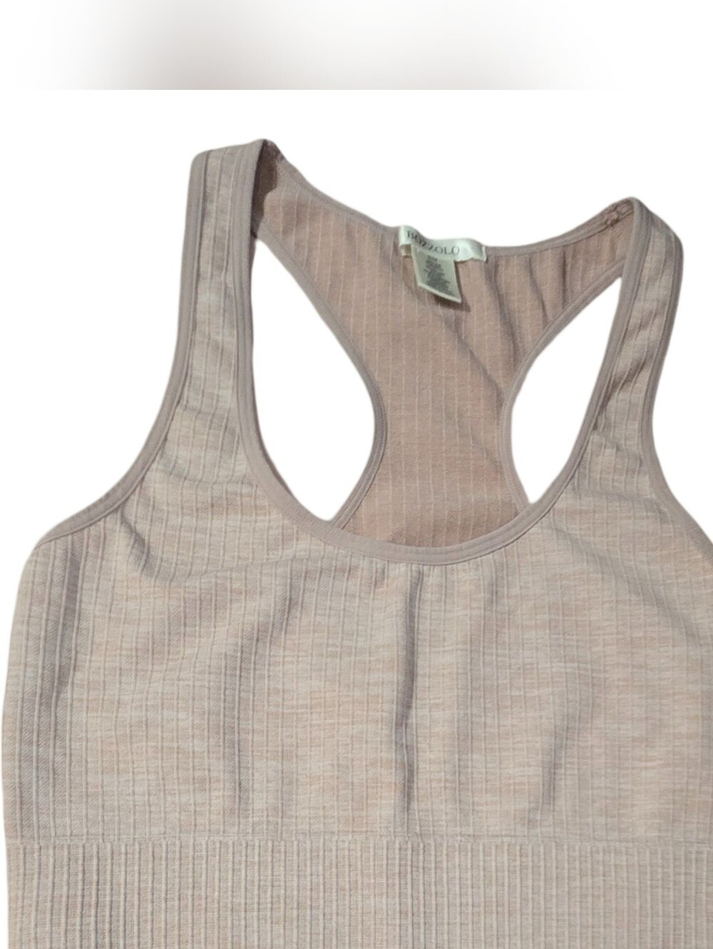 Bozzolo Ribbed Racerback Sports Bra Crop Top Scoop Sleeveless